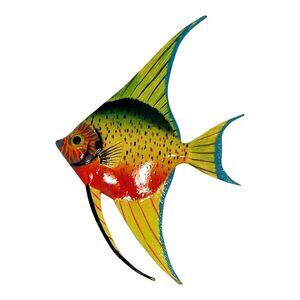 Tropical Bright Colorful Yellow Red Angel Fish Wall Decor 9X6 Inch Angw02